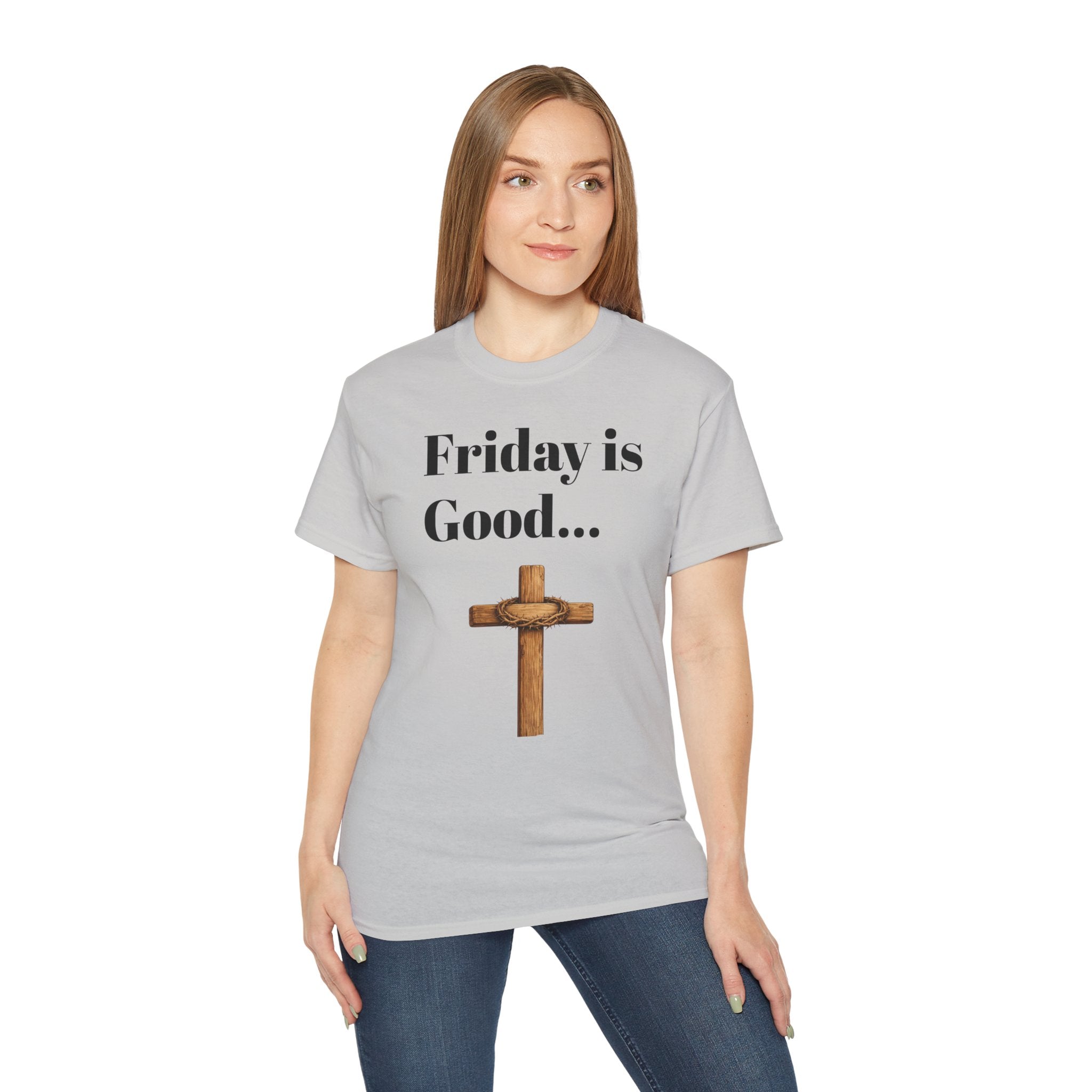 Friday Is Good Cross T‑Shirt — "Because Sunday Is Coming" Easter Christian Tee