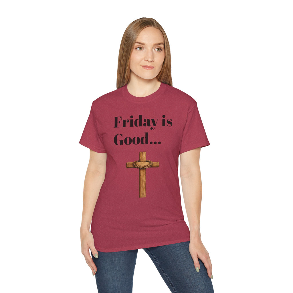 Friday Is Good Cross T‑Shirt — "Because Sunday Is Coming" Easter Christian Tee