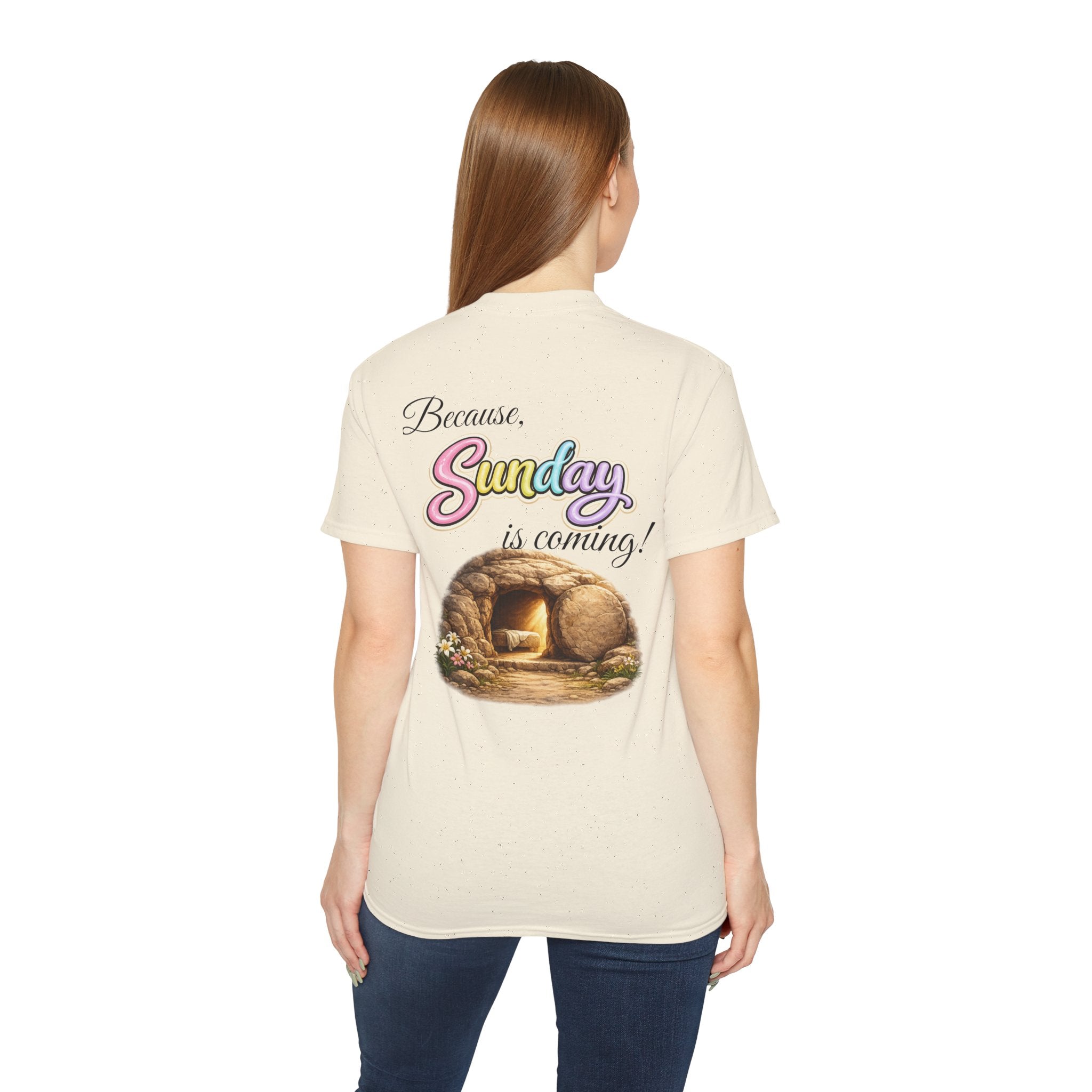 Friday Is Good Cross T‑Shirt — "Because Sunday Is Coming" Easter Christian Tee