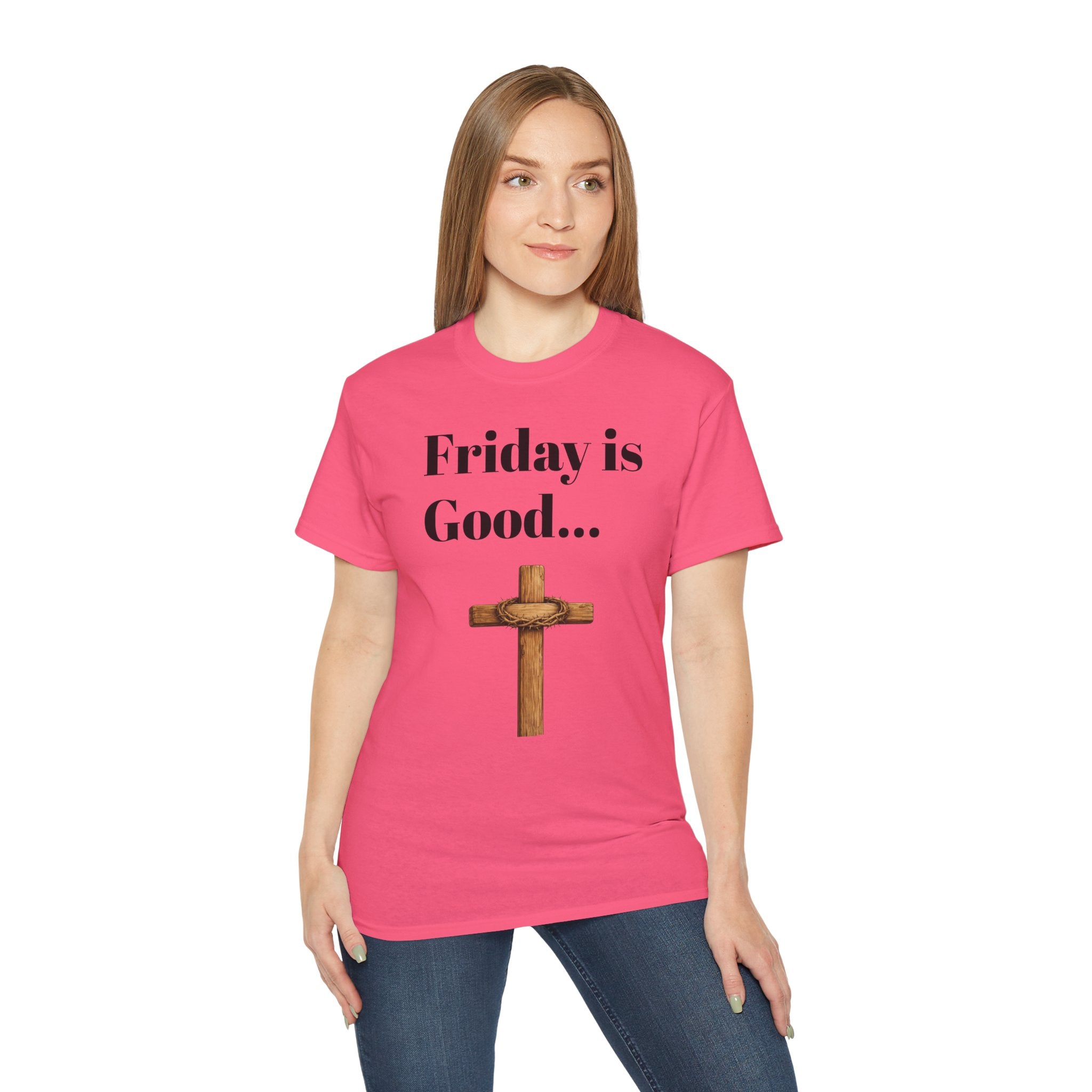 Friday Is Good Cross T‑Shirt — "Because Sunday Is Coming" Easter Christian Tee