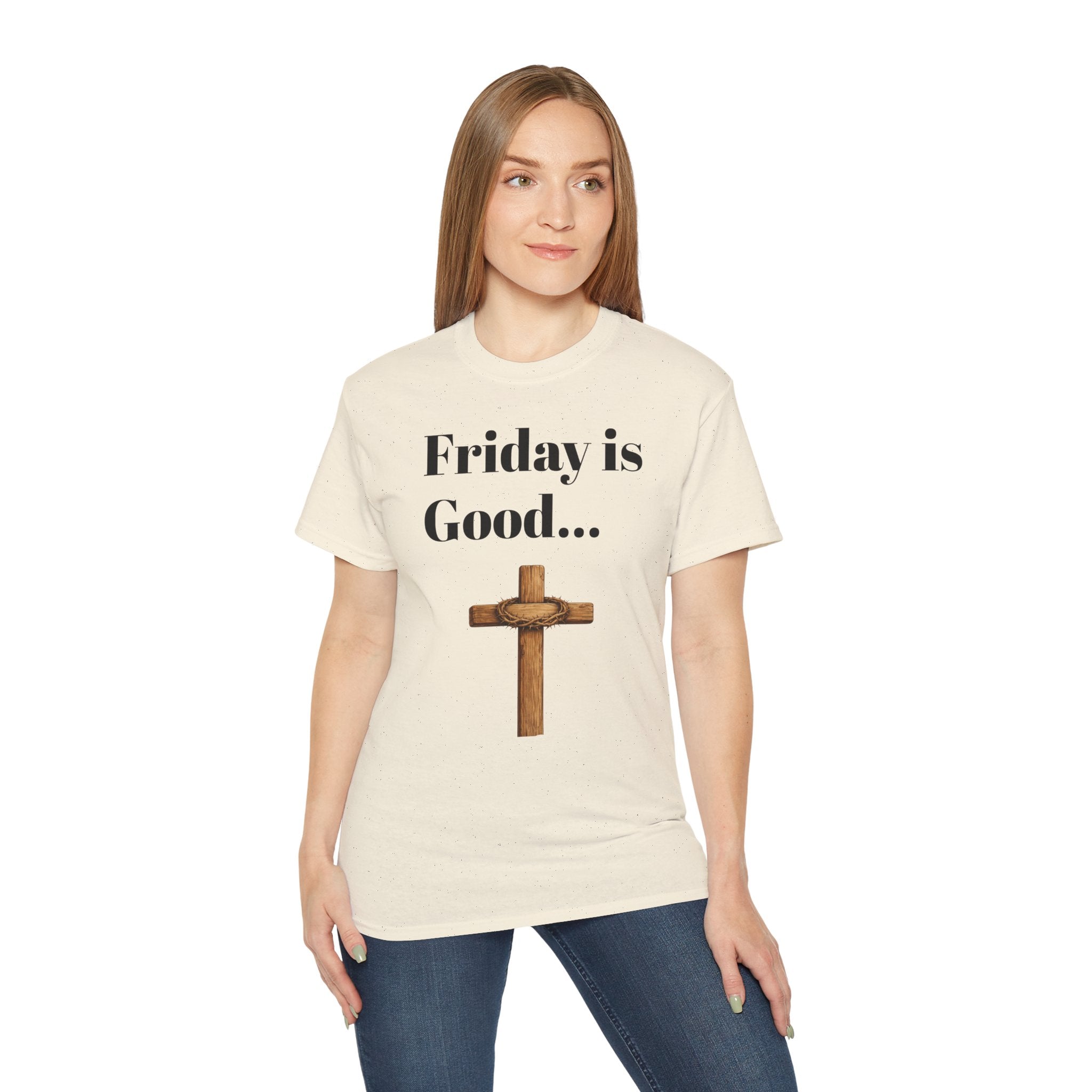 Friday Is Good Cross T‑Shirt — "Because Sunday Is Coming" Easter Christian Tee