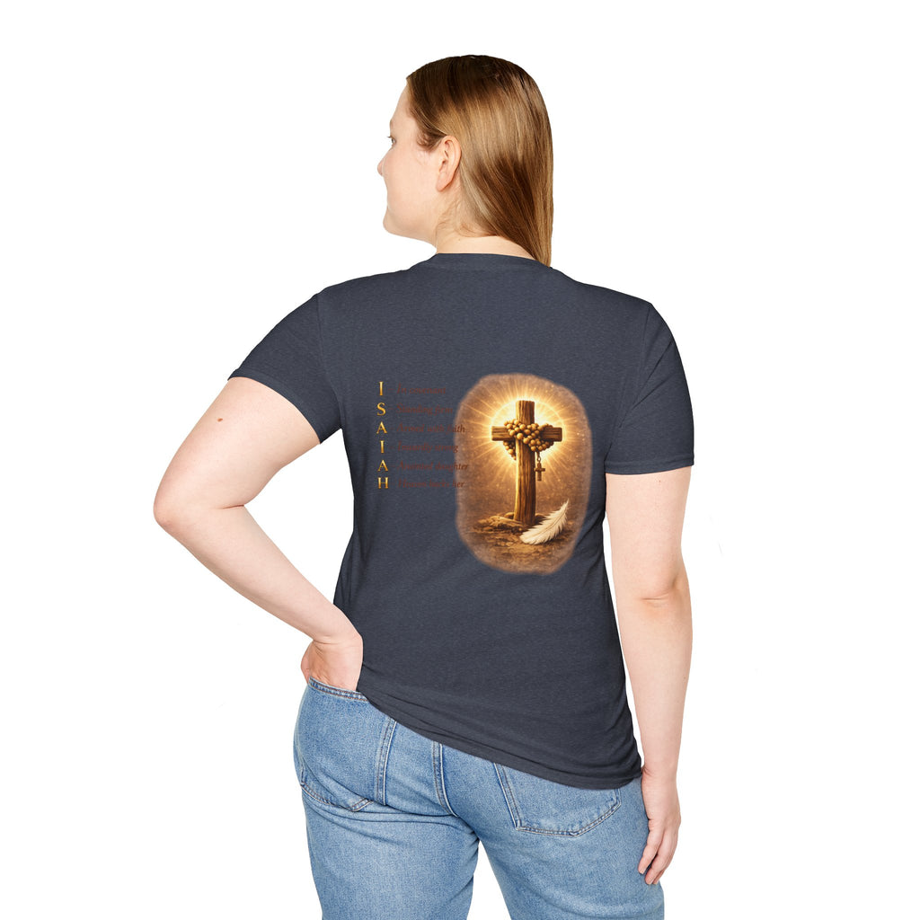 Isaiah 40:31 Woman T-Shirt — Feather & Floral Christian Faith Tee