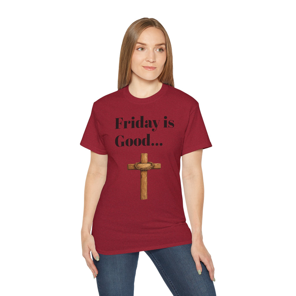 Friday Is Good Cross T‑Shirt — "Because Sunday Is Coming" Easter Christian Tee