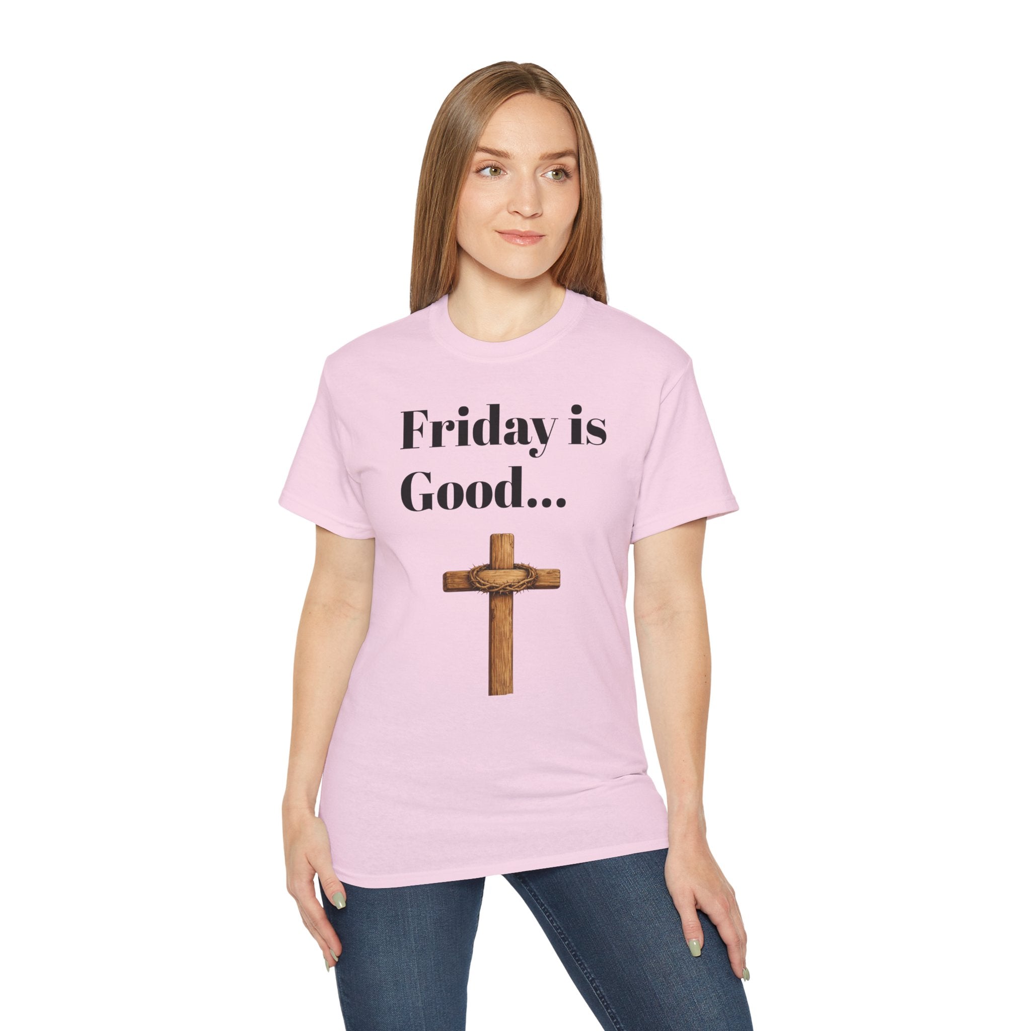 Friday Is Good Cross T‑Shirt — "Because Sunday Is Coming" Easter Christian Tee