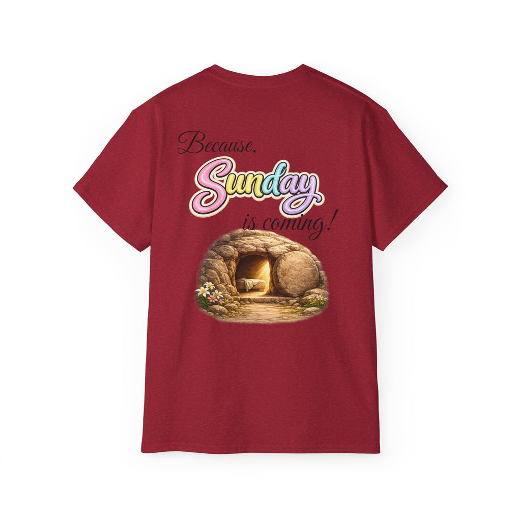 Friday Is Good Cross T‑Shirt — "Because Sunday Is Coming" Easter Christian Tee