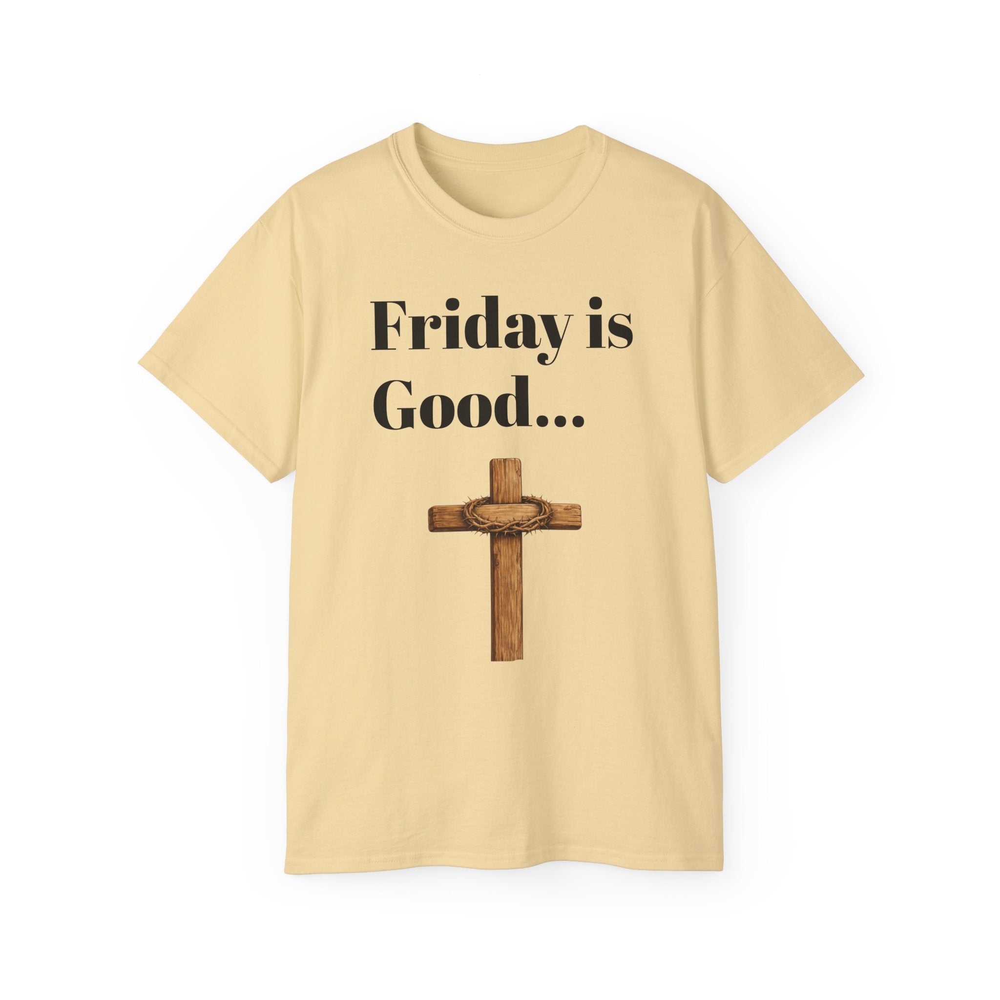 Friday Is Good Cross T‑Shirt — "Because Sunday Is Coming" Easter Christian Tee