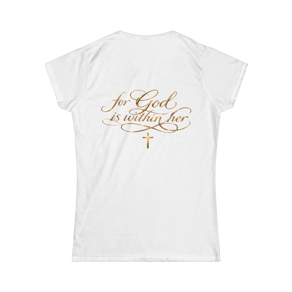 Christian Inspirational Tee — “When She Stands, Hell Shakes” / “For God Is Within Her”