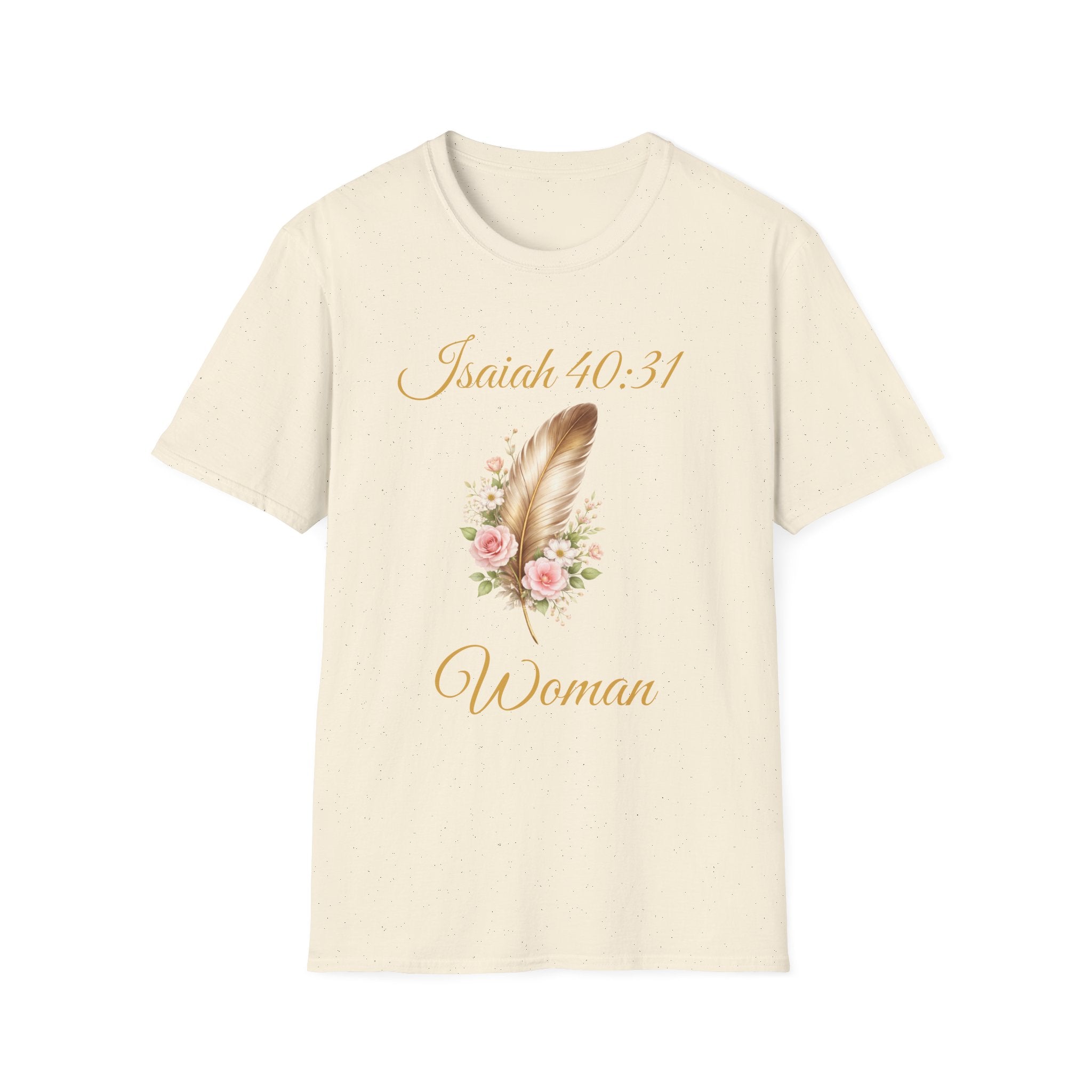 Isaiah 40:31 Woman T-Shirt — Feather & Floral Christian Faith Tee