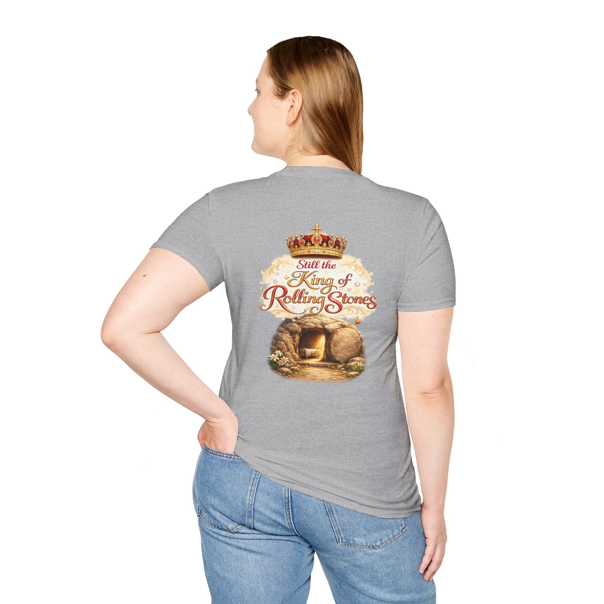 Jesus Cross T-Shirt — “Still the King of Rolling Stones” Religious Christian Tee