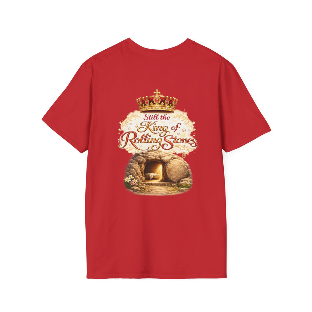 Jesus Cross T-Shirt — “Still the King of Rolling Stones” Religious Christian Tee