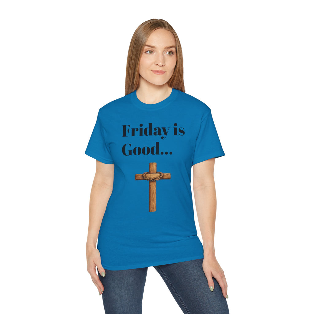 Friday Is Good Cross T‑Shirt — "Because Sunday Is Coming" Easter Christian Tee