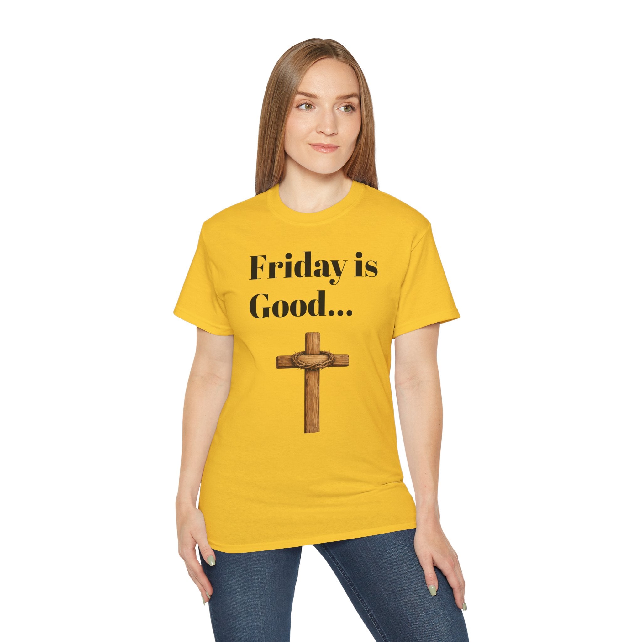 Friday Is Good Cross T‑Shirt — "Because Sunday Is Coming" Easter Christian Tee