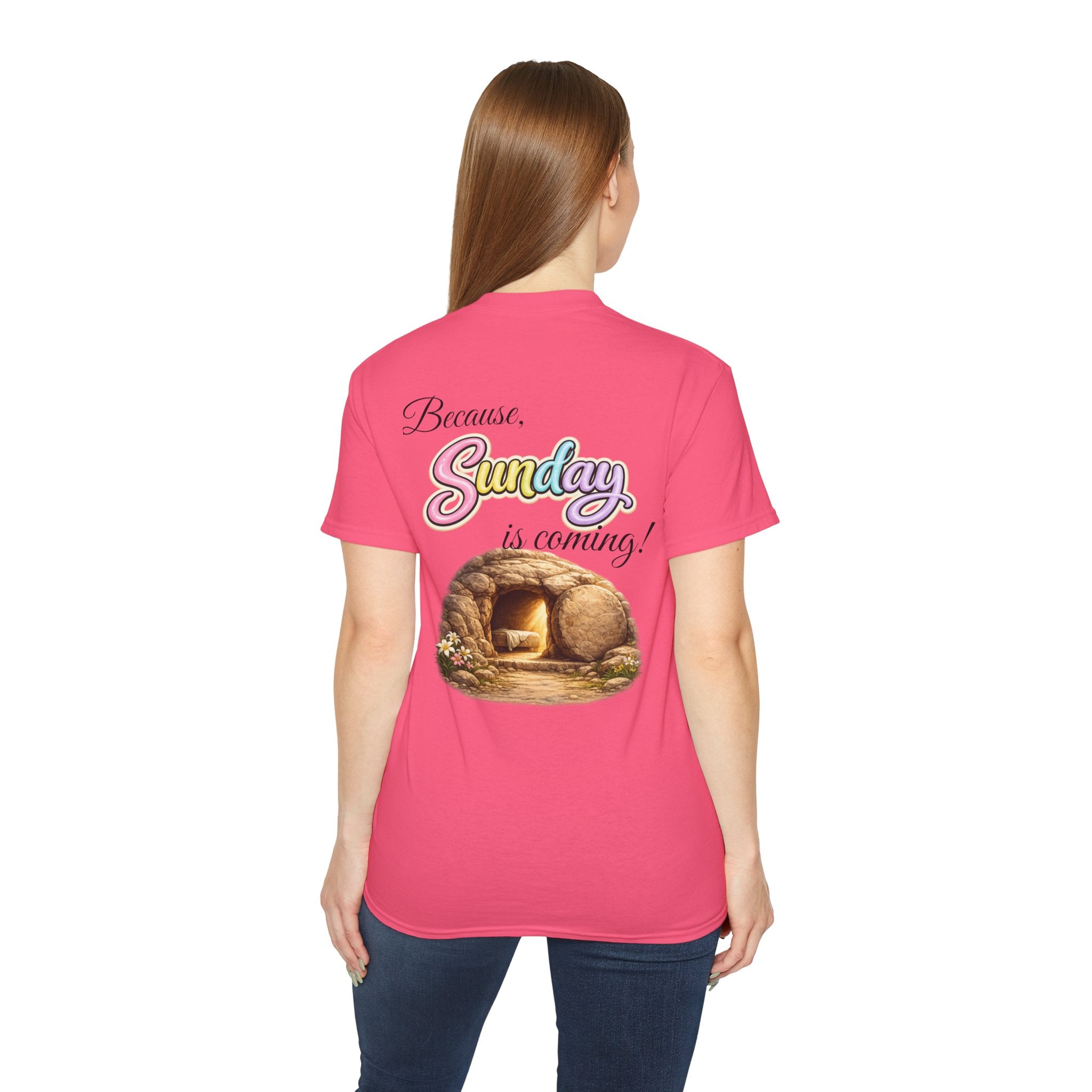 Friday Is Good Cross T‑Shirt — "Because Sunday Is Coming" Easter Christian Tee