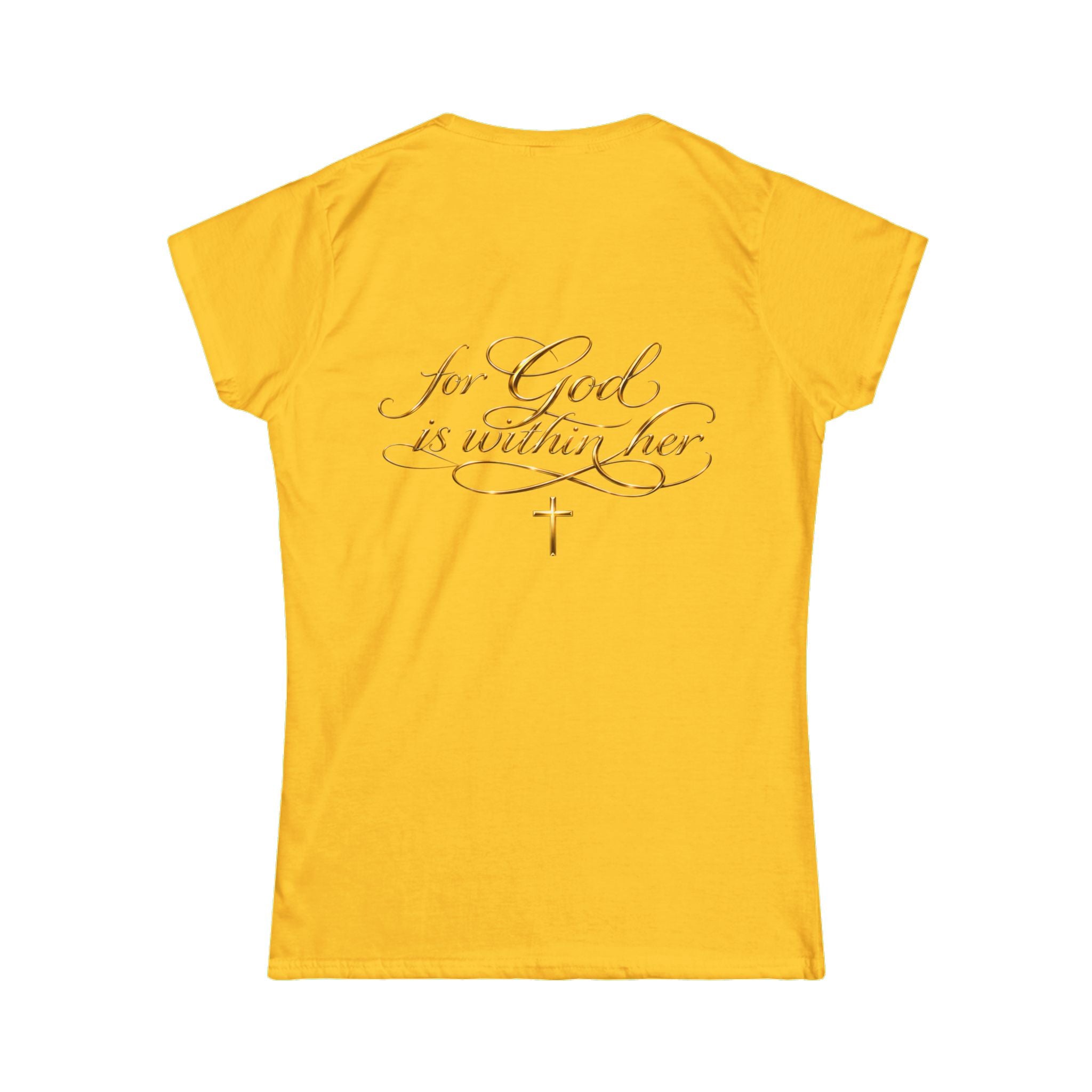 Christian Inspirational Tee — “When She Stands, Hell Shakes” / “For God Is Within Her”