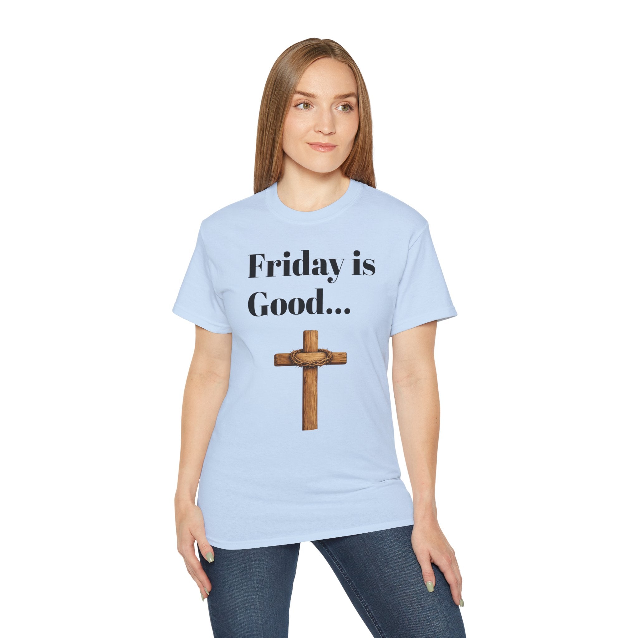 Friday Is Good Cross T‑Shirt — "Because Sunday Is Coming" Easter Christian Tee