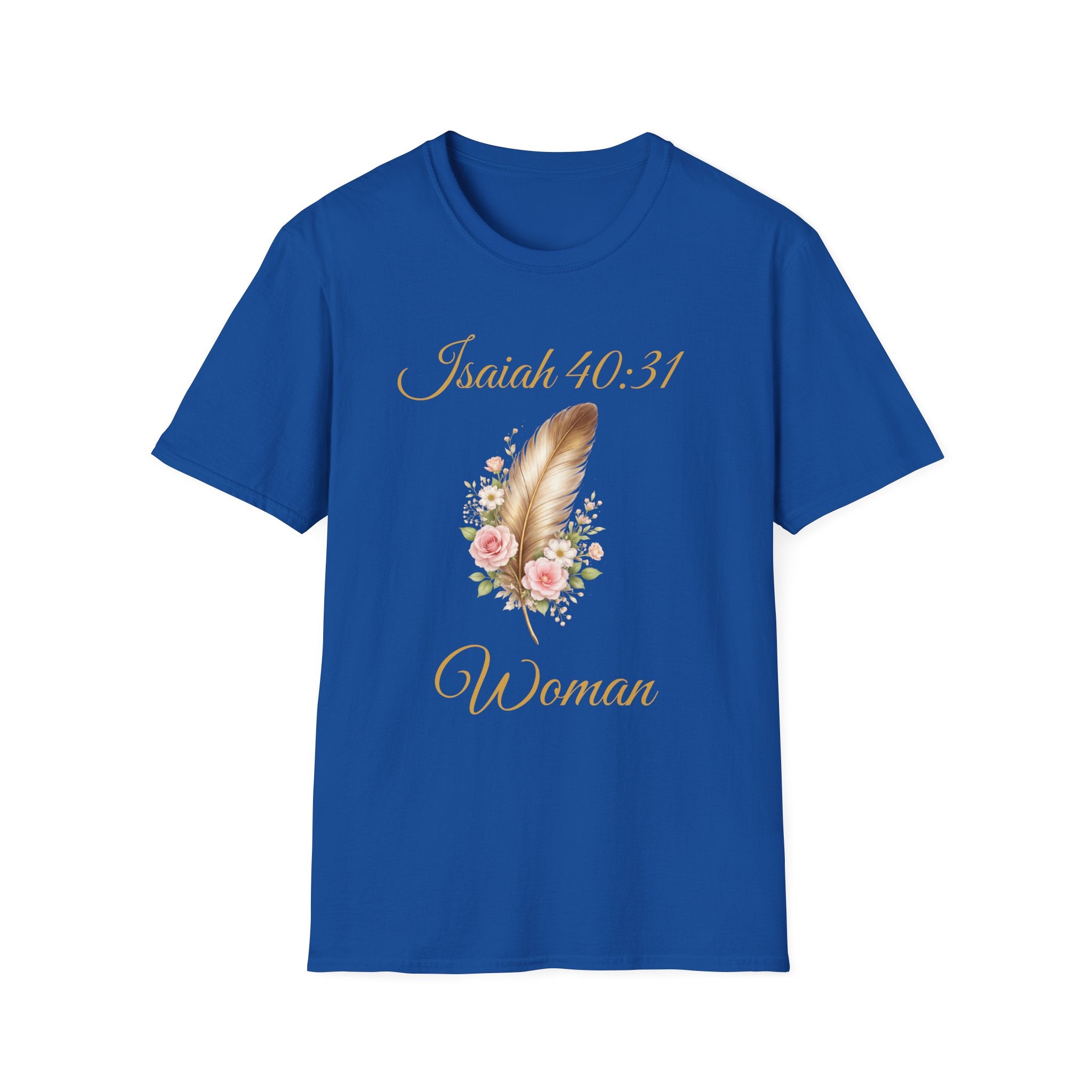 Isaiah 40:31 Woman T-Shirt — Feather & Floral Christian Faith Tee