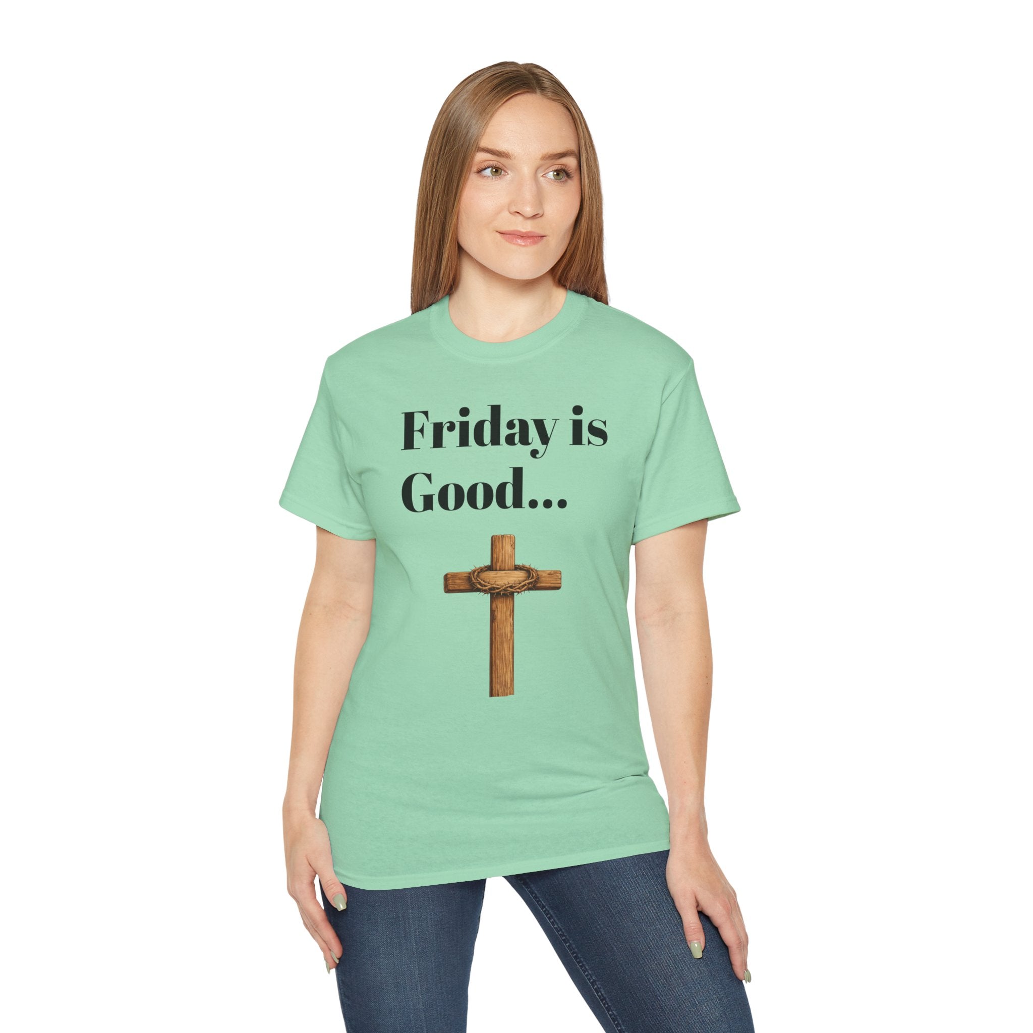 Friday Is Good Cross T‑Shirt — "Because Sunday Is Coming" Easter Christian Tee