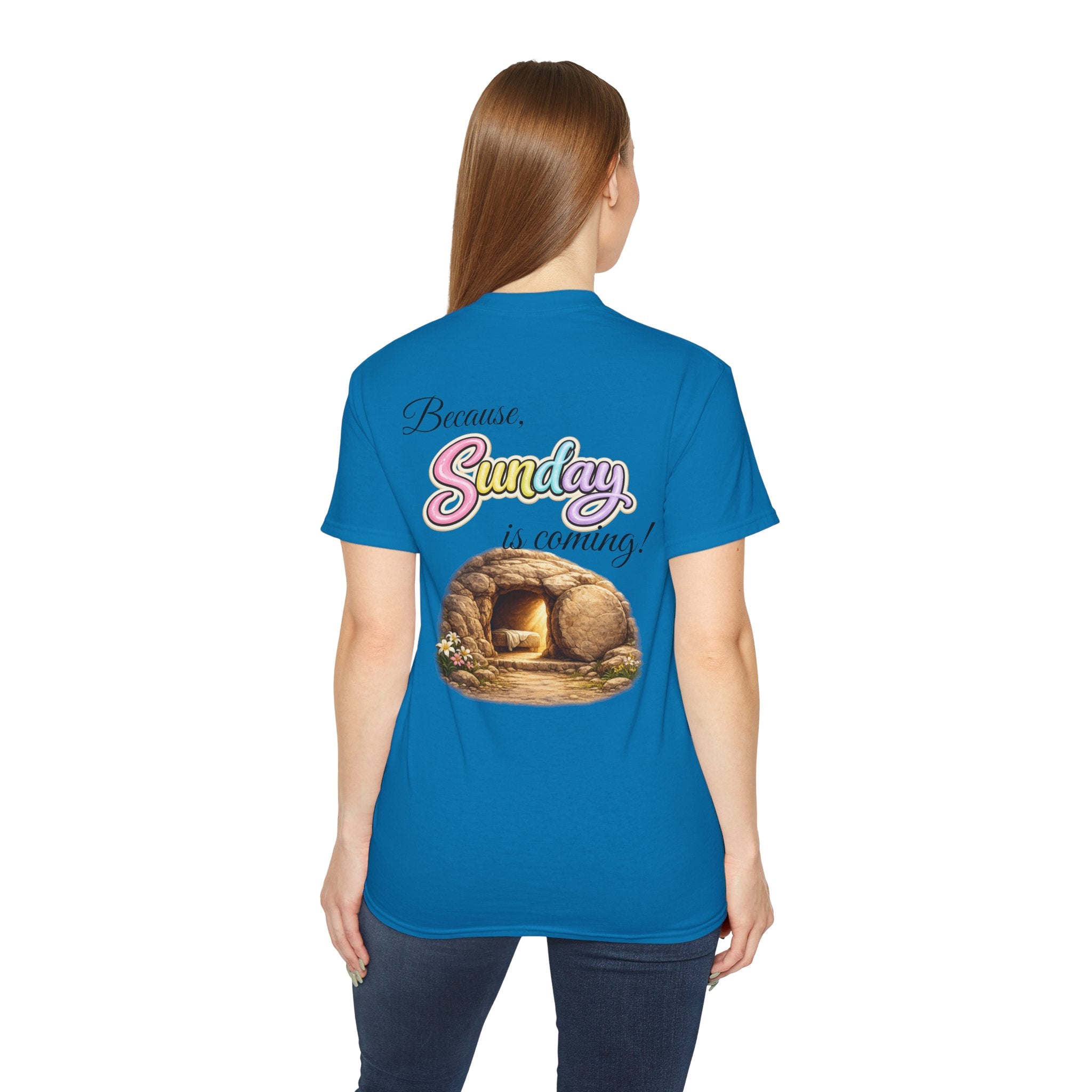 Friday Is Good Cross T‑Shirt — "Because Sunday Is Coming" Easter Christian Tee