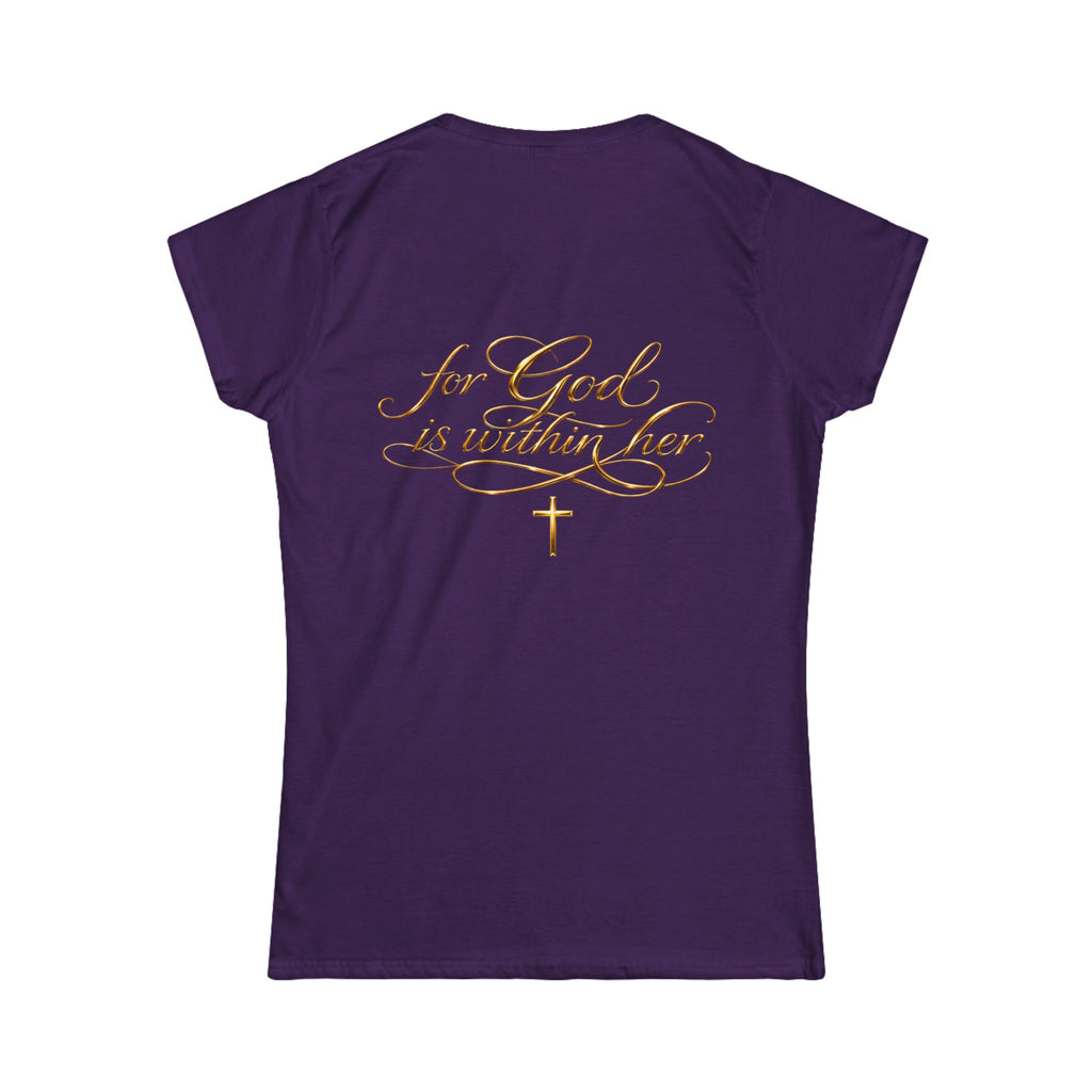 Christian Inspirational Tee — “When She Stands, Hell Shakes” / “For God Is Within Her”