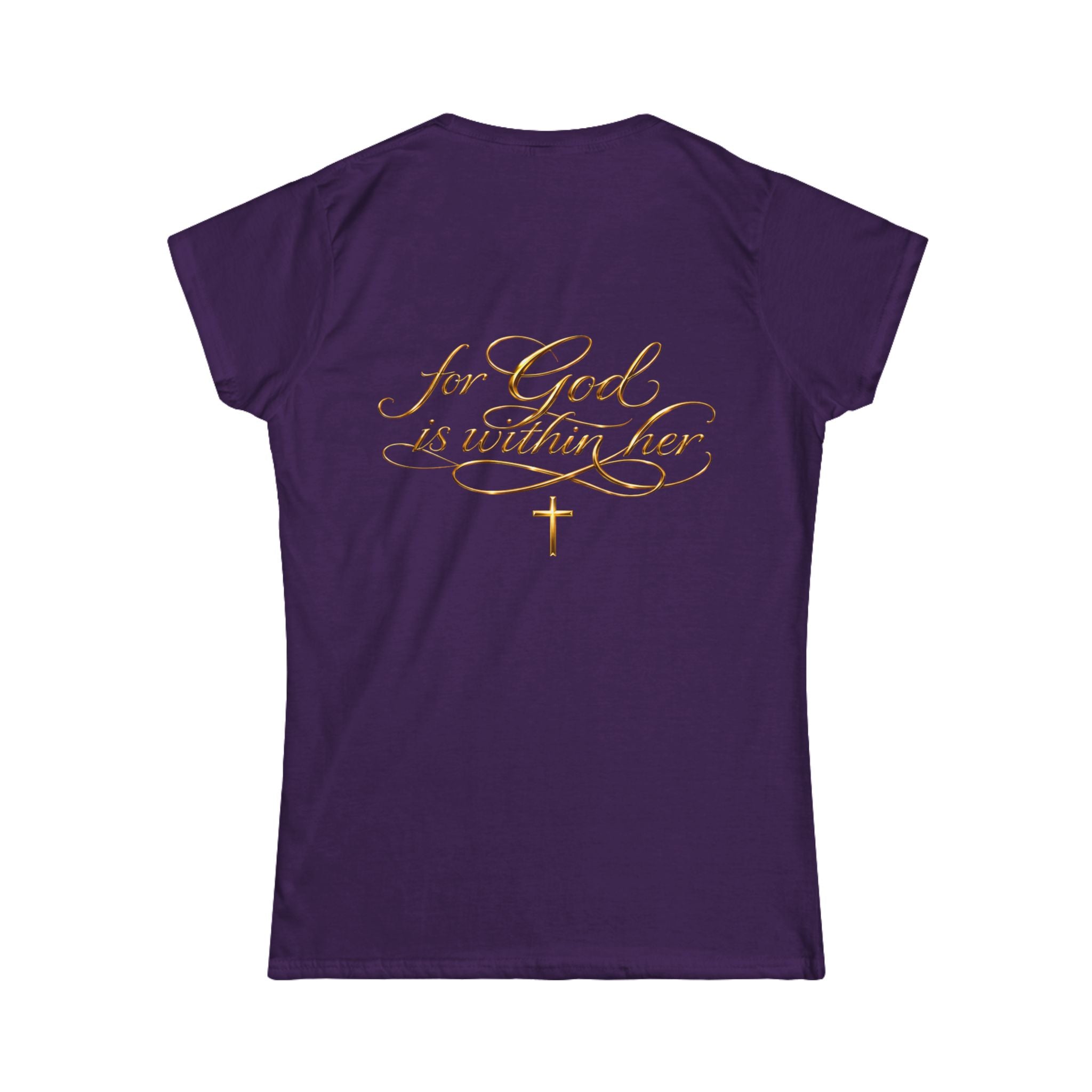 Christian Inspirational Tee — “When She Stands, Hell Shakes” / “For God Is Within Her”