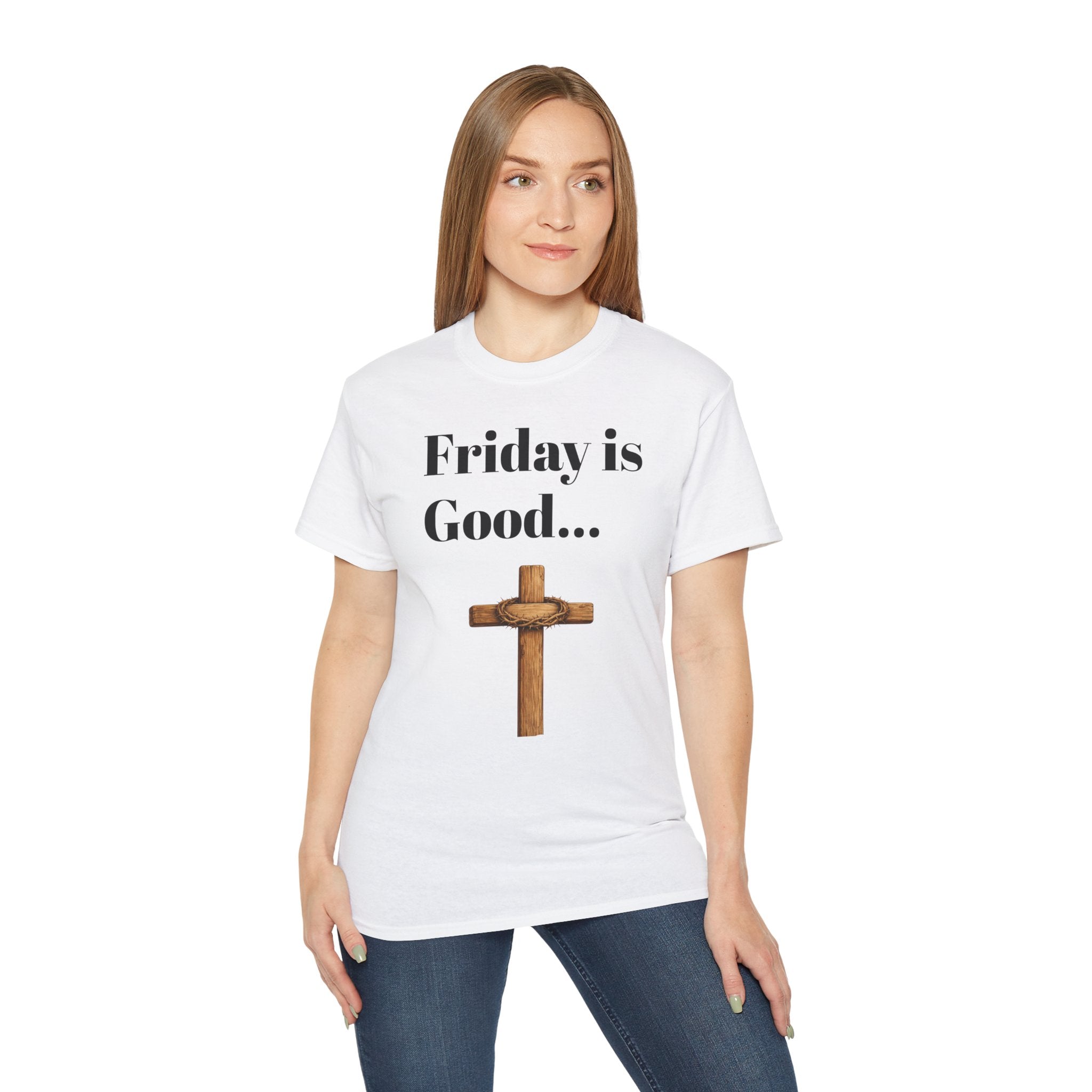 Friday Is Good Cross T‑Shirt — "Because Sunday Is Coming" Easter Christian Tee