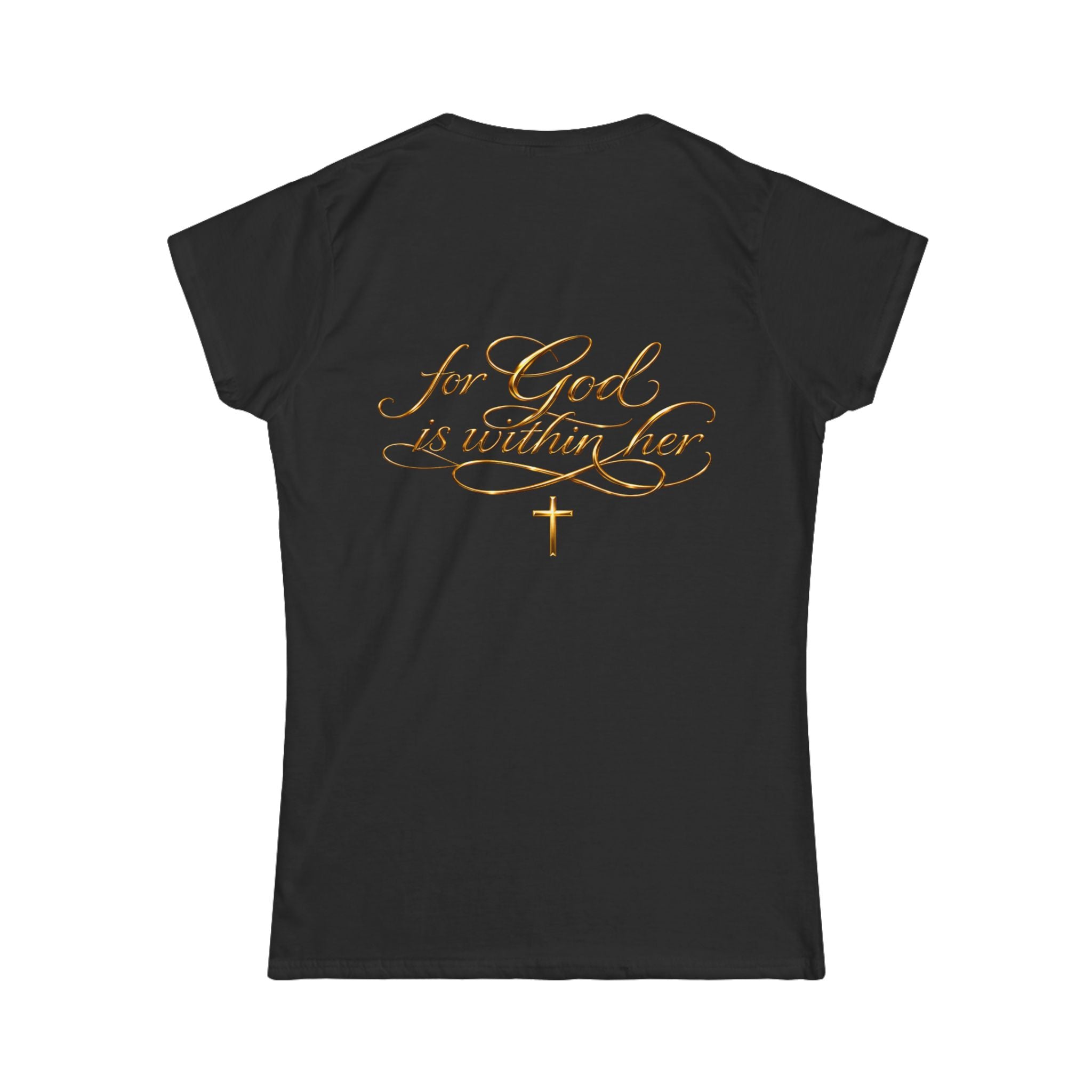 Christian Inspirational Tee — “When She Stands, Hell Shakes” / “For God Is Within Her”