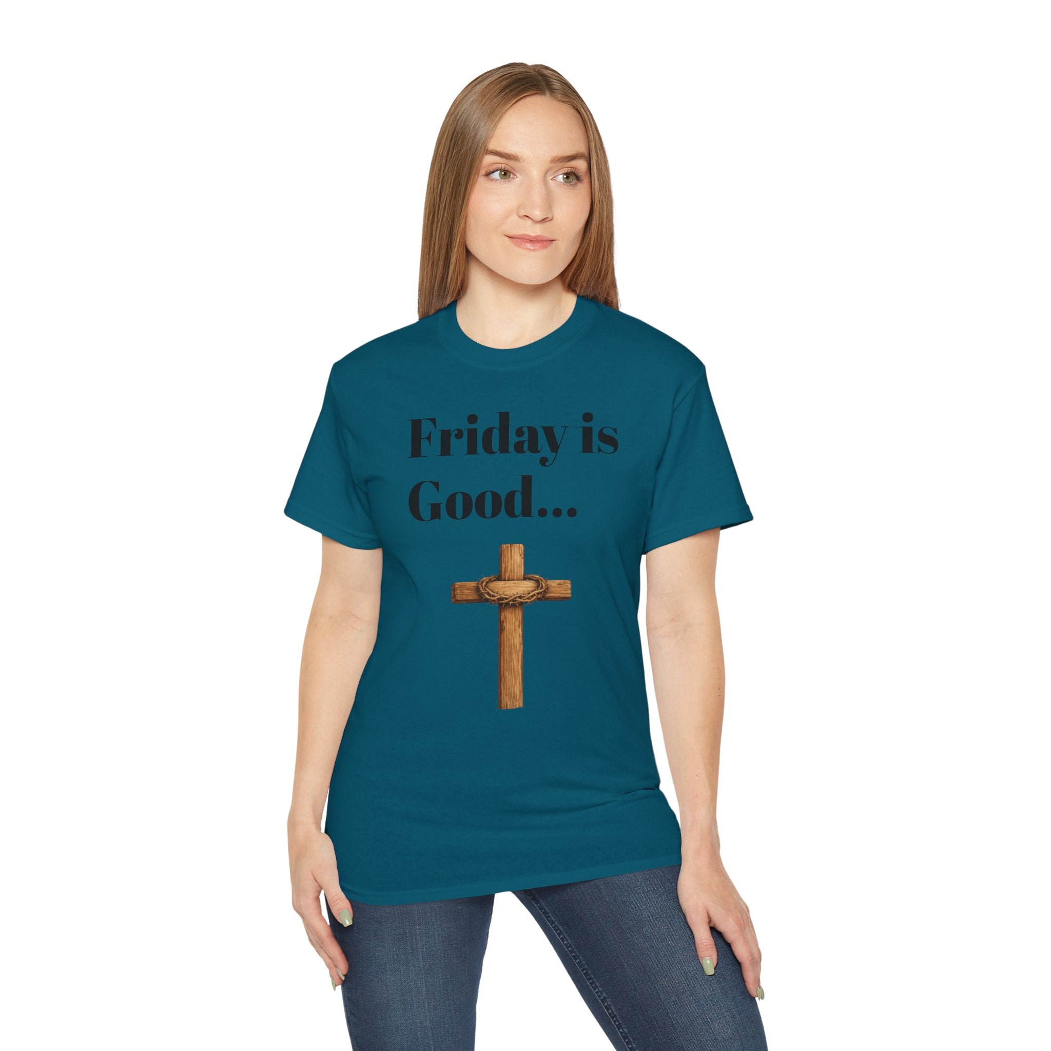 Friday Is Good Cross T‑Shirt — "Because Sunday Is Coming" Easter Christian Tee